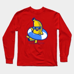 Cute Banana Wearing Balloon Cartoon Long Sleeve T-Shirt